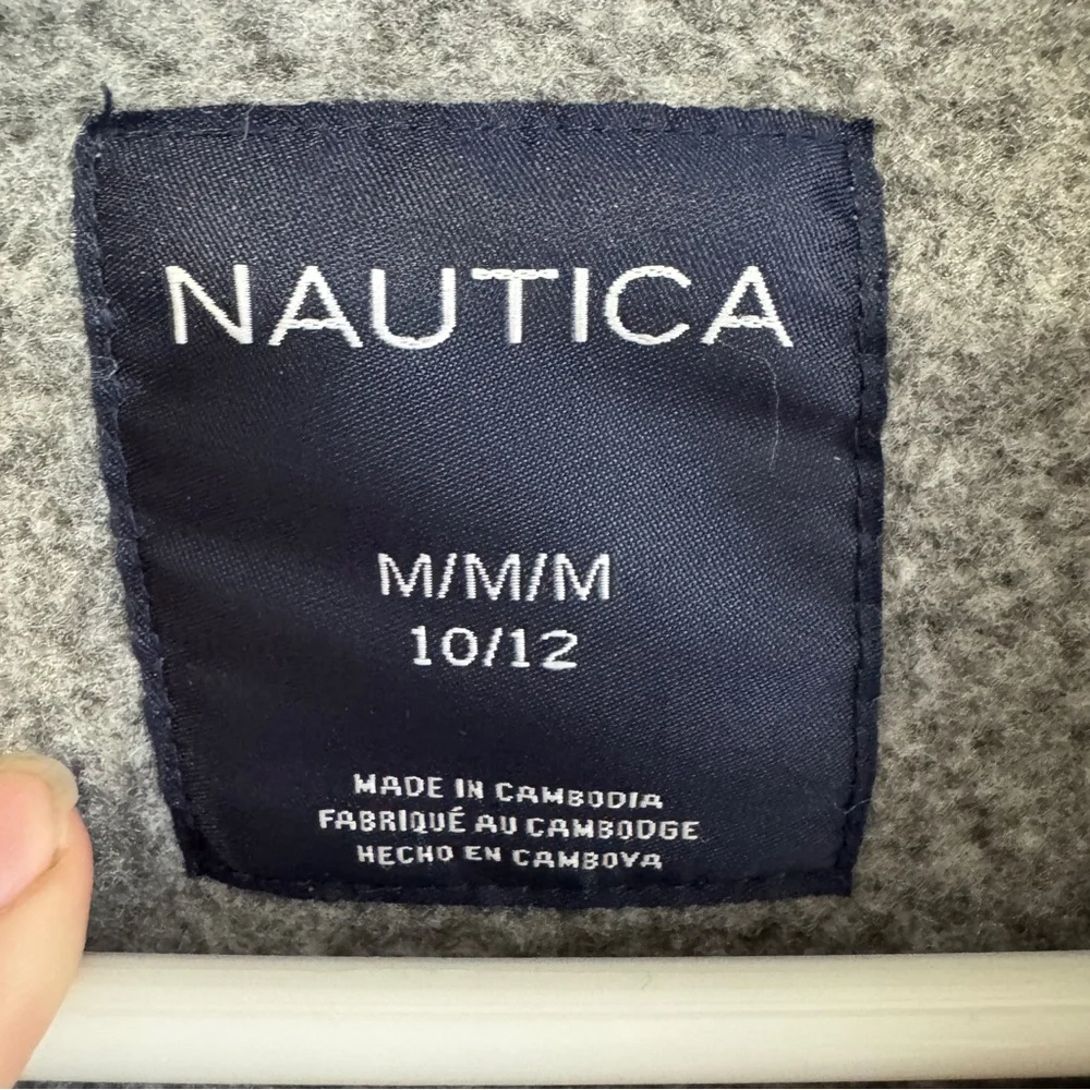 Nautica gray full zip embroidered logo jacket size‎ medium 10-12